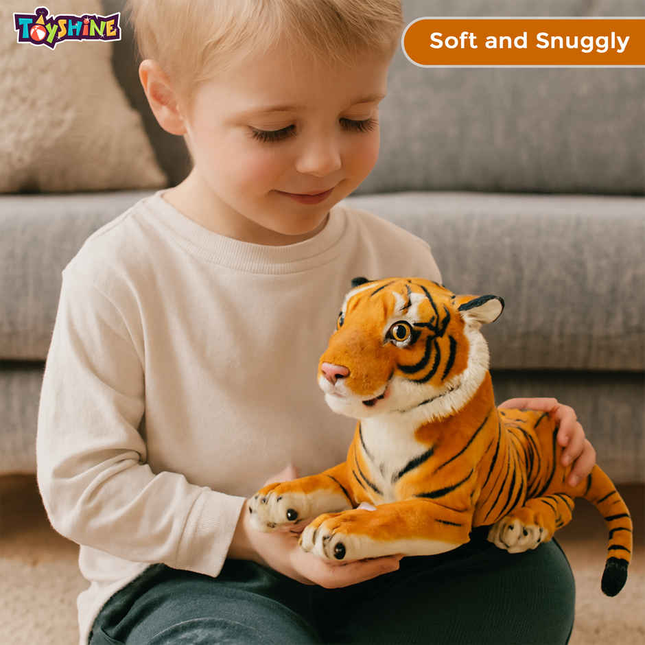 Spanker Tiger Soft Toy Realistic Tiger Plush for Kids & Decor - 32 cm