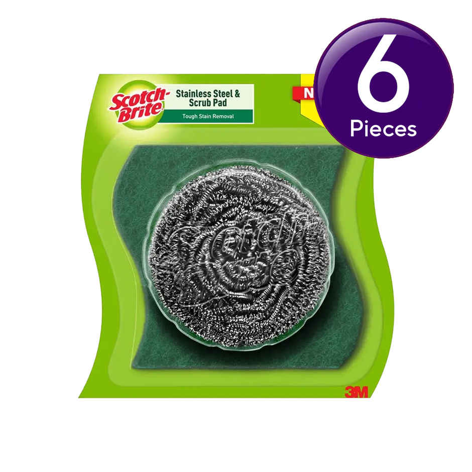 Scotch Brite Scrub Pad and Stainless Steel Scrubber  Combo 