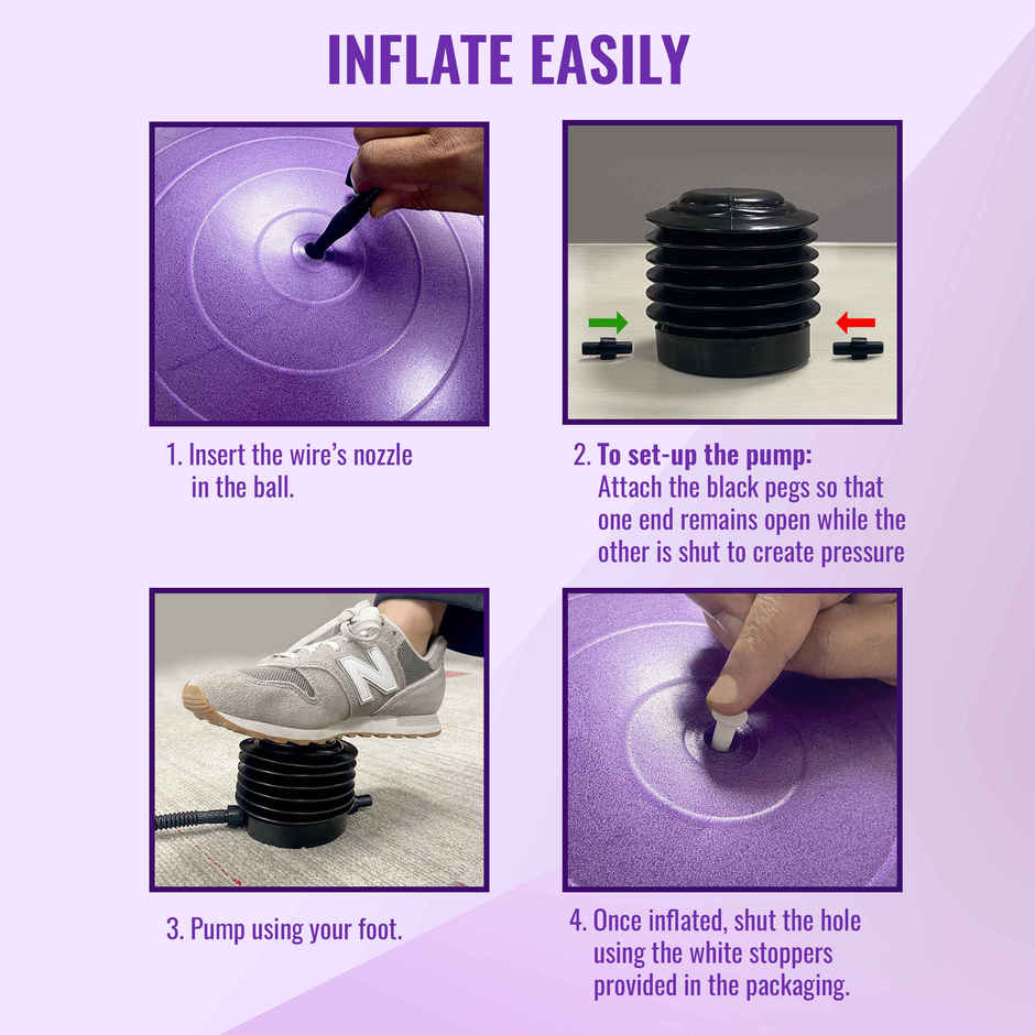 Slovic Anti-Burst Gym Ball - Yoga Ball for Core & Balance Training - Purple