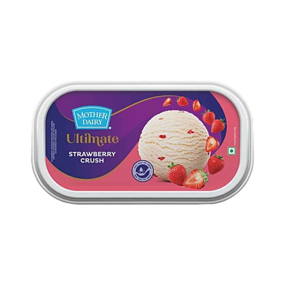 Mother Dairy Strawberry Crush Ice Cream Tub