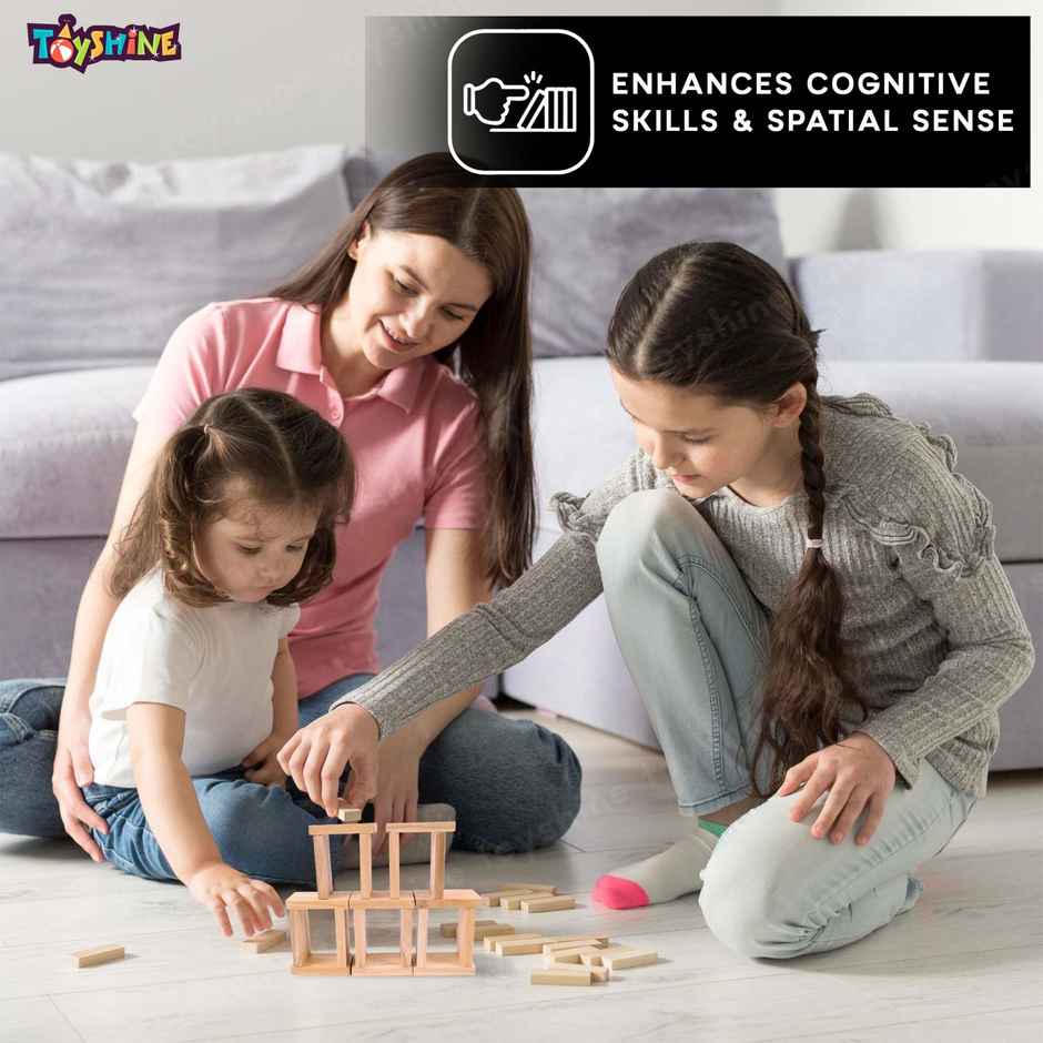 Toyshine 40-Piece Wooden Domino Blocks, Stacking & Racing Game for Kids