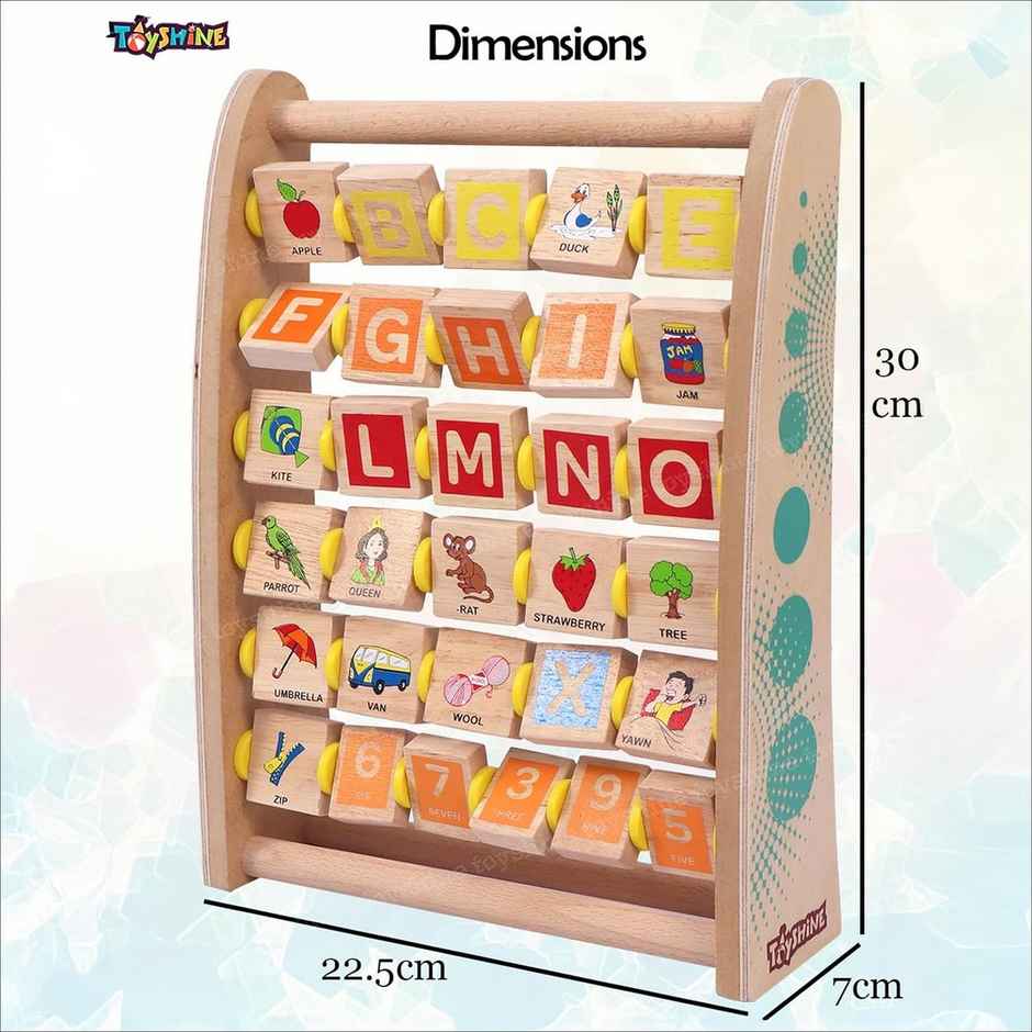 Toyshine Alph-Abacus Wooden Learning Toy 36-Tile Educational Abacus Tool