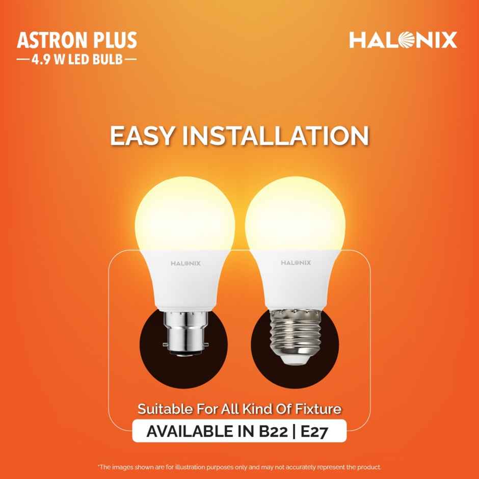 Halonix 7W Warm White Yellow Led Bulb | B22 Base Holder Combo 