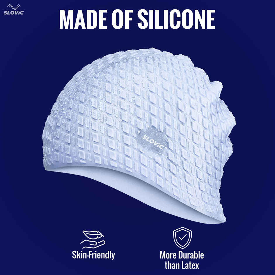 Slovic Adult Swimming Cap - Cap Comfortable Waterproof Stretch Fit | Blue