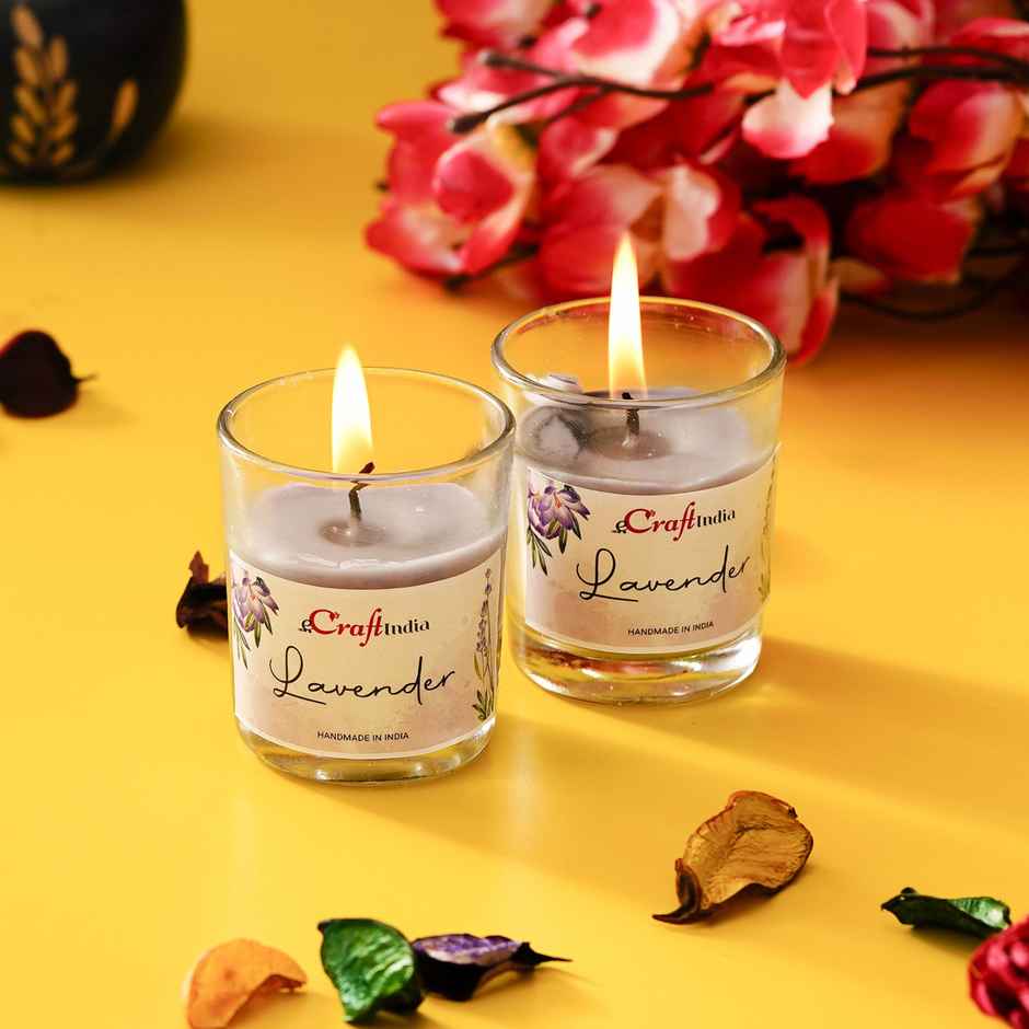 eCraftIndia Glass Lavender Scented Candles