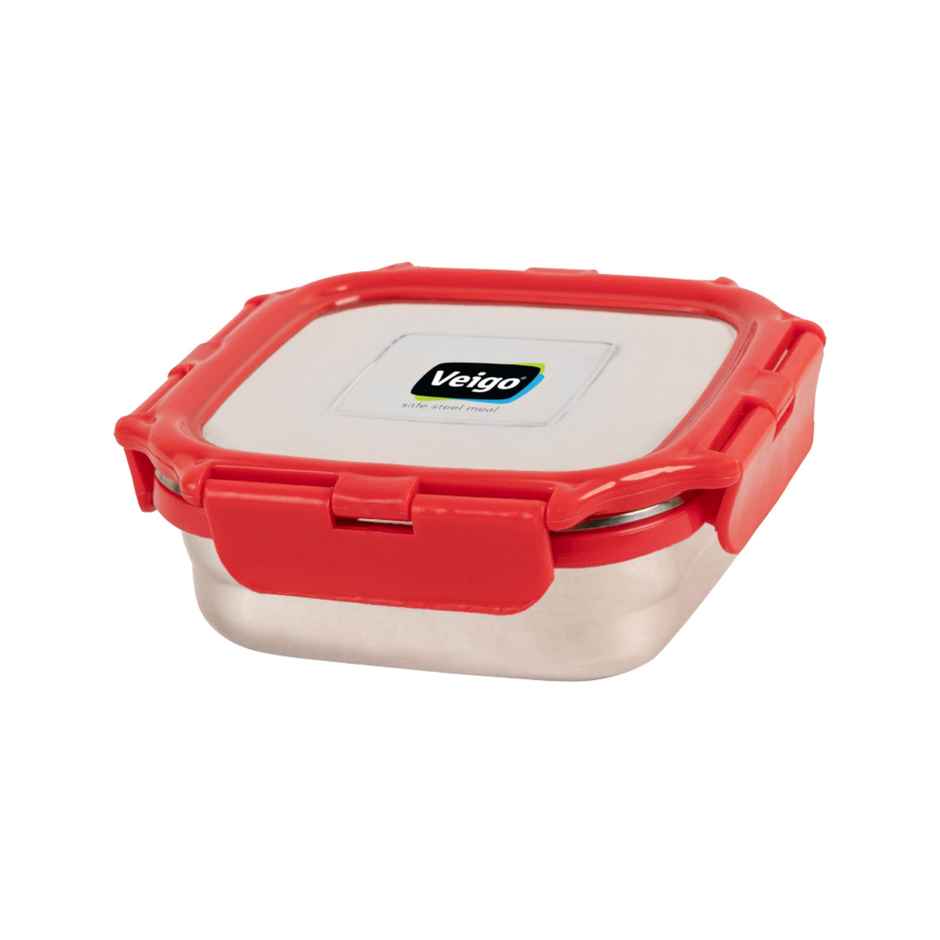 Veigo Medium Stainless Steel Leak Proof Lunch Box Container | 330 ml Office | School | Storage- Red