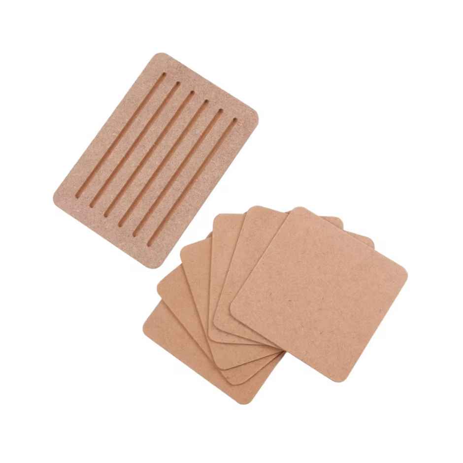 Itsy Bitsy Mdf Coasters With Stand Set of 6 4 x 4 Inch 1.9mm Thick 7 Pc Lb