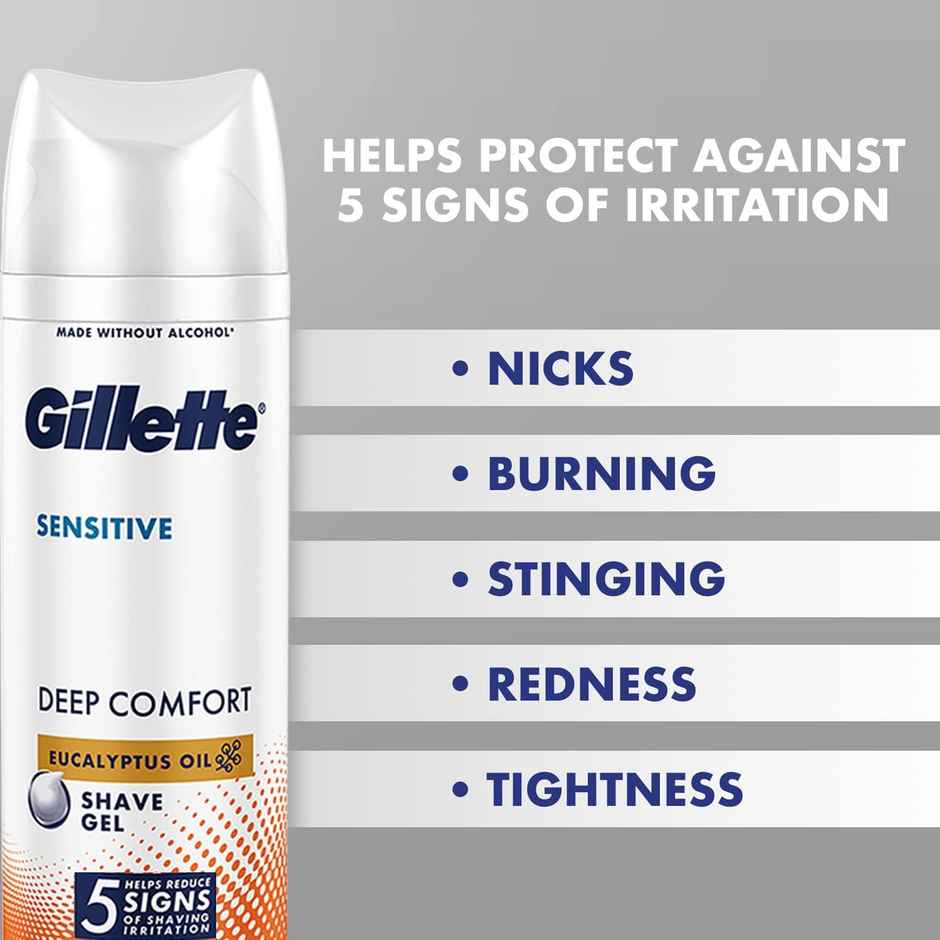 Gillette Sensitive Shaving Gel Deep Comfort With Aloe Vera 0% Paraben