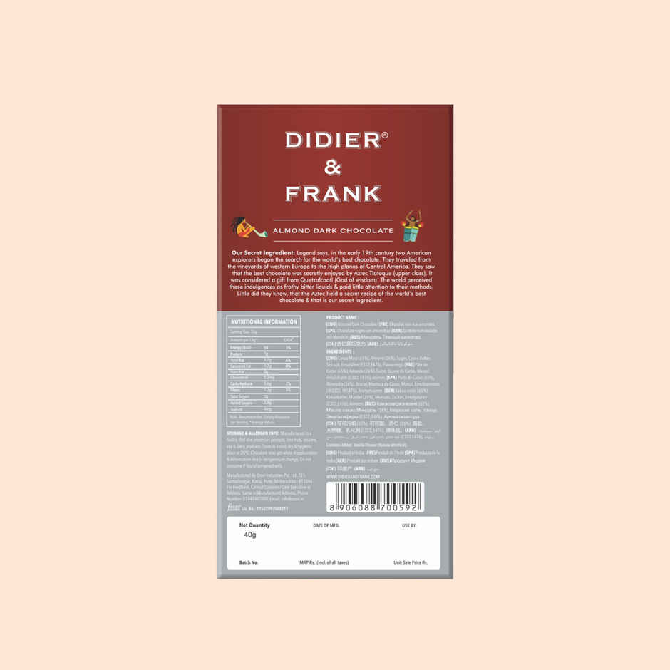 Didier & Frank Almond Dark Chocolate Bar