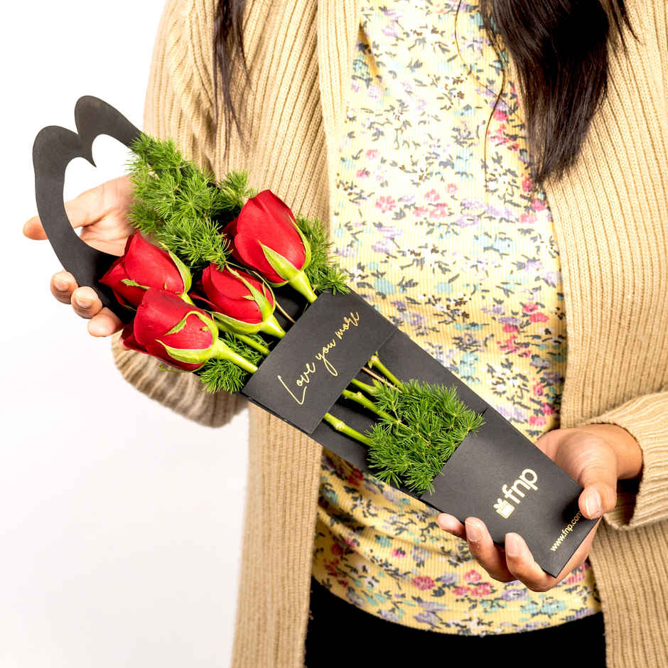 Fnp Magic Of Red Roses In Sleeve(1pc) & Webby Heart Shape Cushion Soft Toys | 30 Cm | Red(1pc) Combo