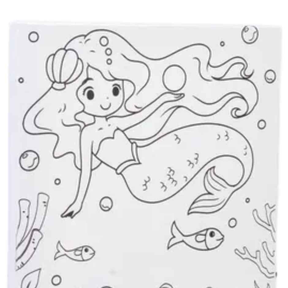 Itsy Bitsy Pre -printed Canvas With Colours Mermaid World Painting Kit 8 x 10 Inch SW LB