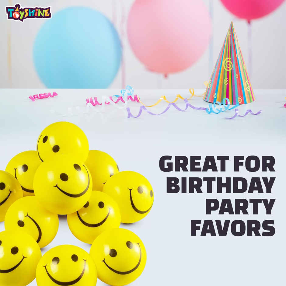 Toyshine 6 Smiley Squeeze Balls for Kids and Adults | Stress Ball