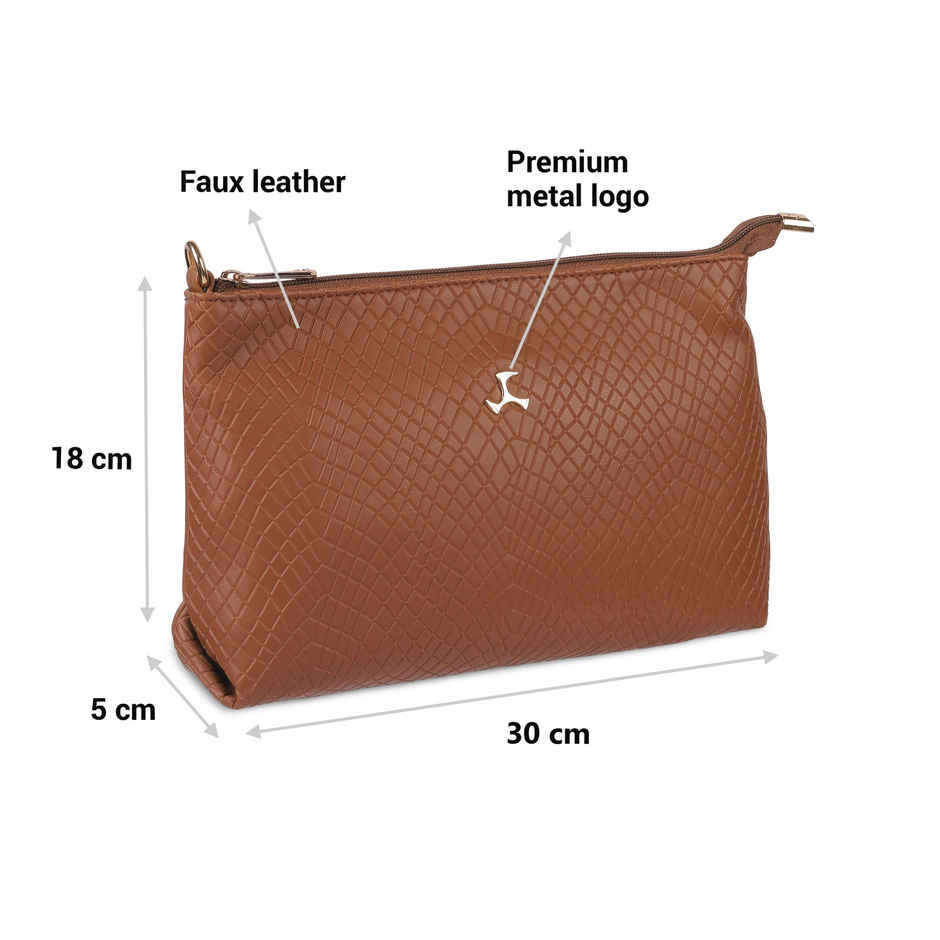 Mochi Tan Synthetic Sling Bag for Women | 66-7751-23