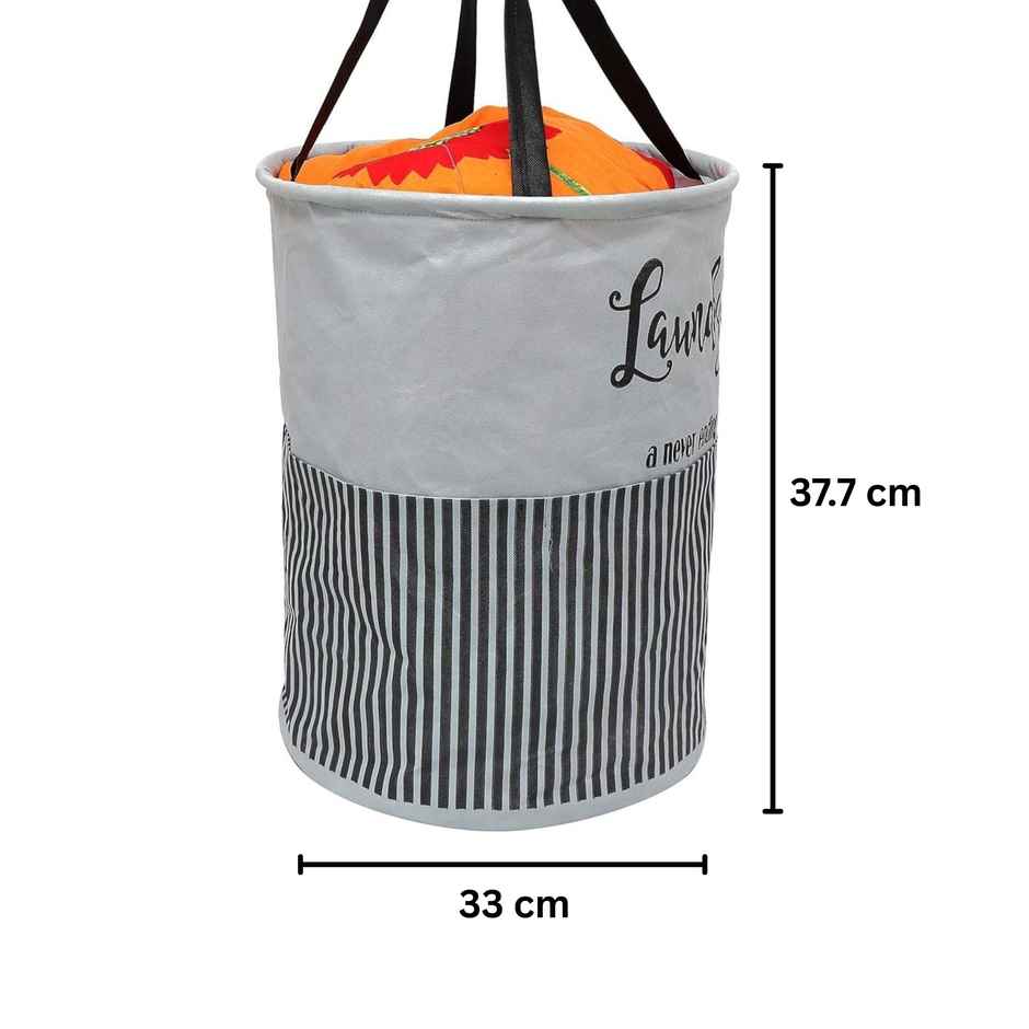 Perpetual Waterproof Laundry Cloth Basket, 2 Pcs, 45L, Foldable with Handle (Grey)