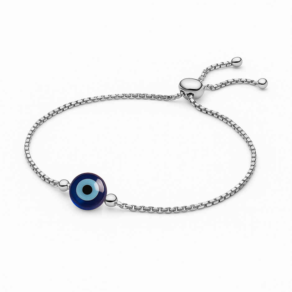 Unniyarcha 92.5 Silver Single Evil Eye Bracelet
