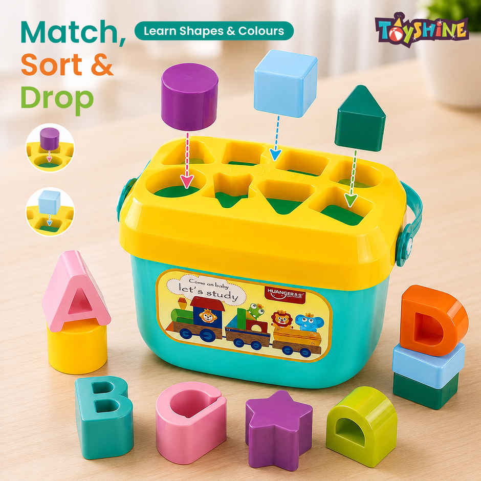 Toyshine Baby's First Shape Sorting Blocks Learning | ABCD Blocks & Shapes | 6+ months | Multicolor