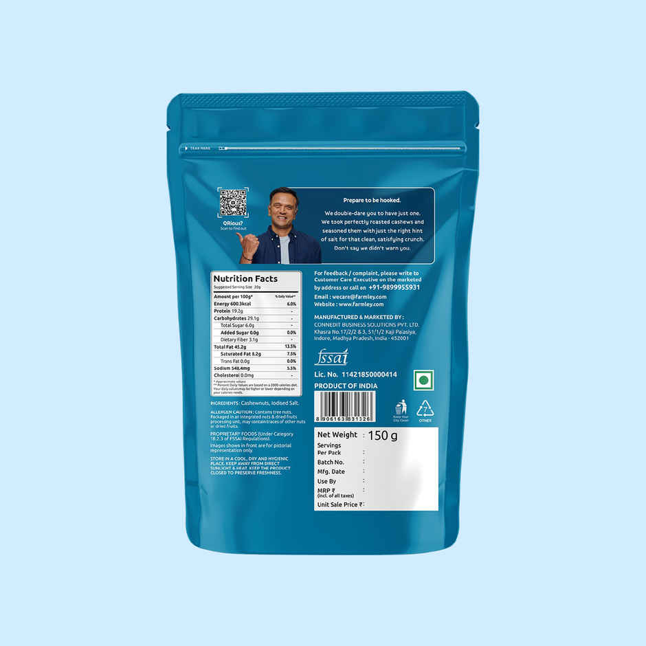 Farmley Classic Salted Roasted Cashews-Kaju | Rich In Protein Crunchy And Delicious