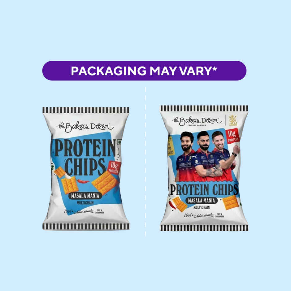 The Baker's Dozen Protein Chips Masala Mania Multigrain |10g Protein | Baked | Healthy Snacks