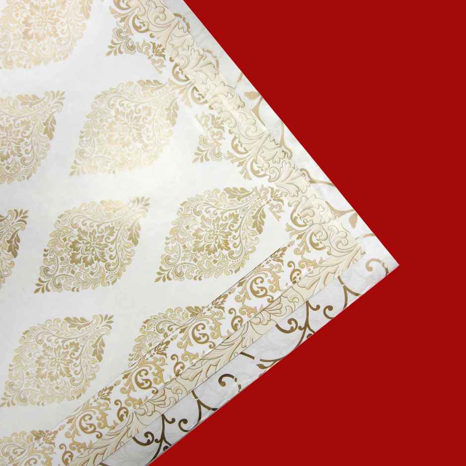 Itsy Bitsy Gift Wrapping Papers Damask and Swirls Ivory Shimmer 80 GSM - 27.75 x 19.29 inches