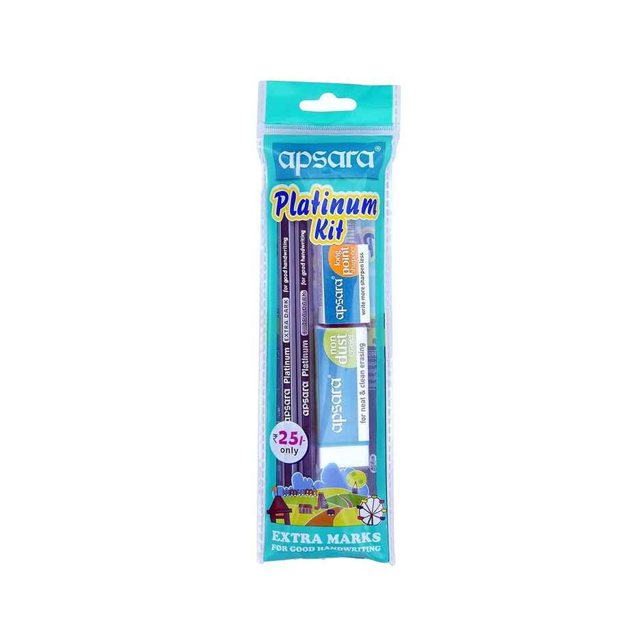 Apsara Platinum kit ( 2 Apsara Platinum Pencils, 1 Long Point Sharpener, 1 Non-Dust Eraser,1 Scale)