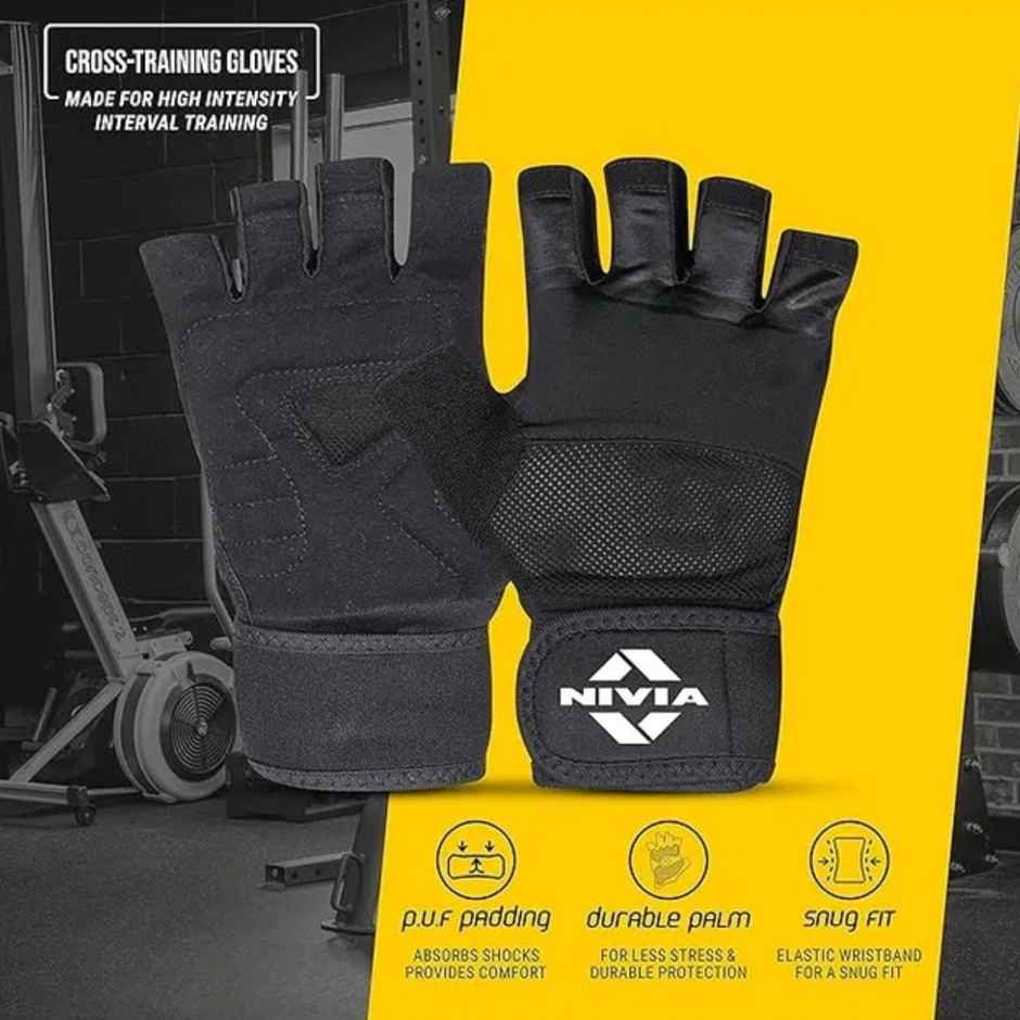 Nivia Enduro Cross Gym Training Gloves | Large | Black