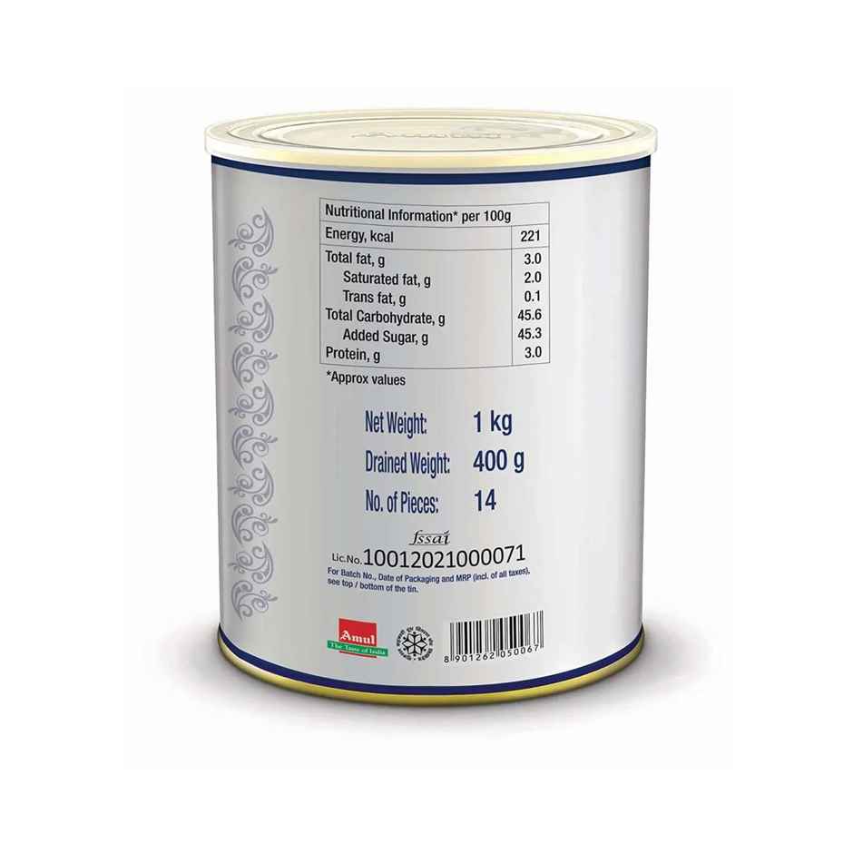 Amul Rasgulla Tin | Soft & Juicy Sweet