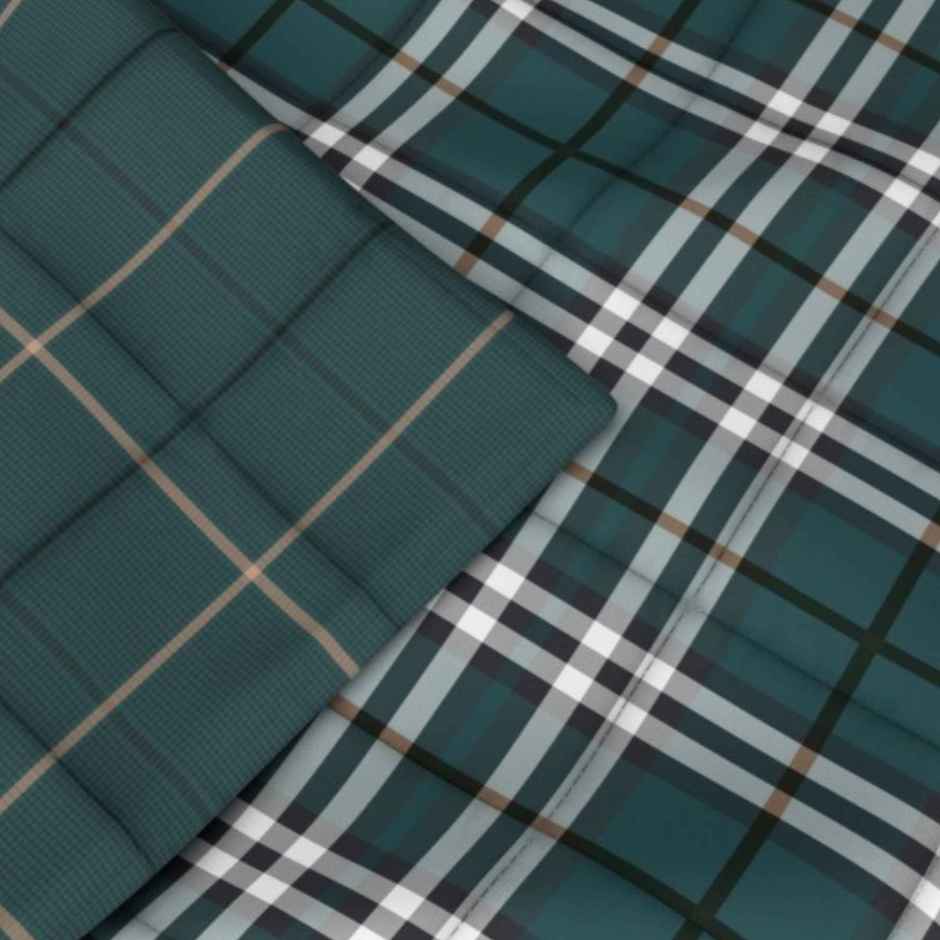 Nautica 100% Premium Cotton Fabric Comforter for All Weather | Double | Ocean Checks | Green