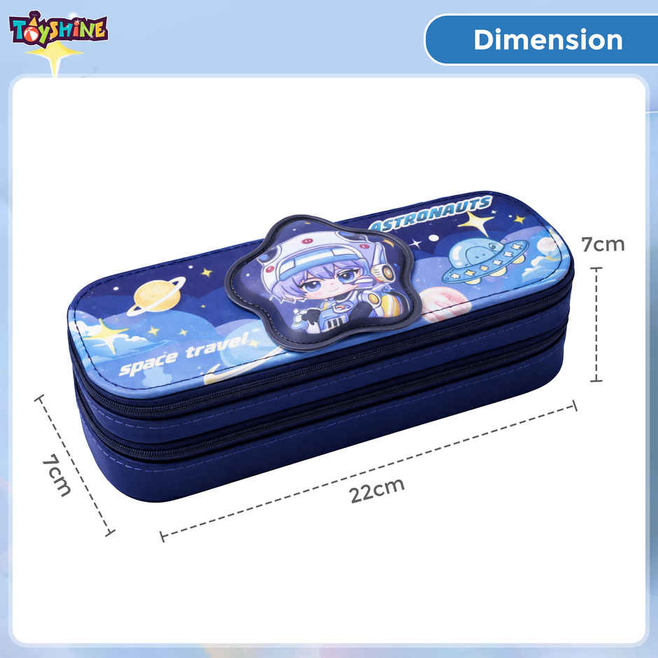 Toyshine Astronaut Theme Double Layer Pencil Box Large Capacity | Blue
