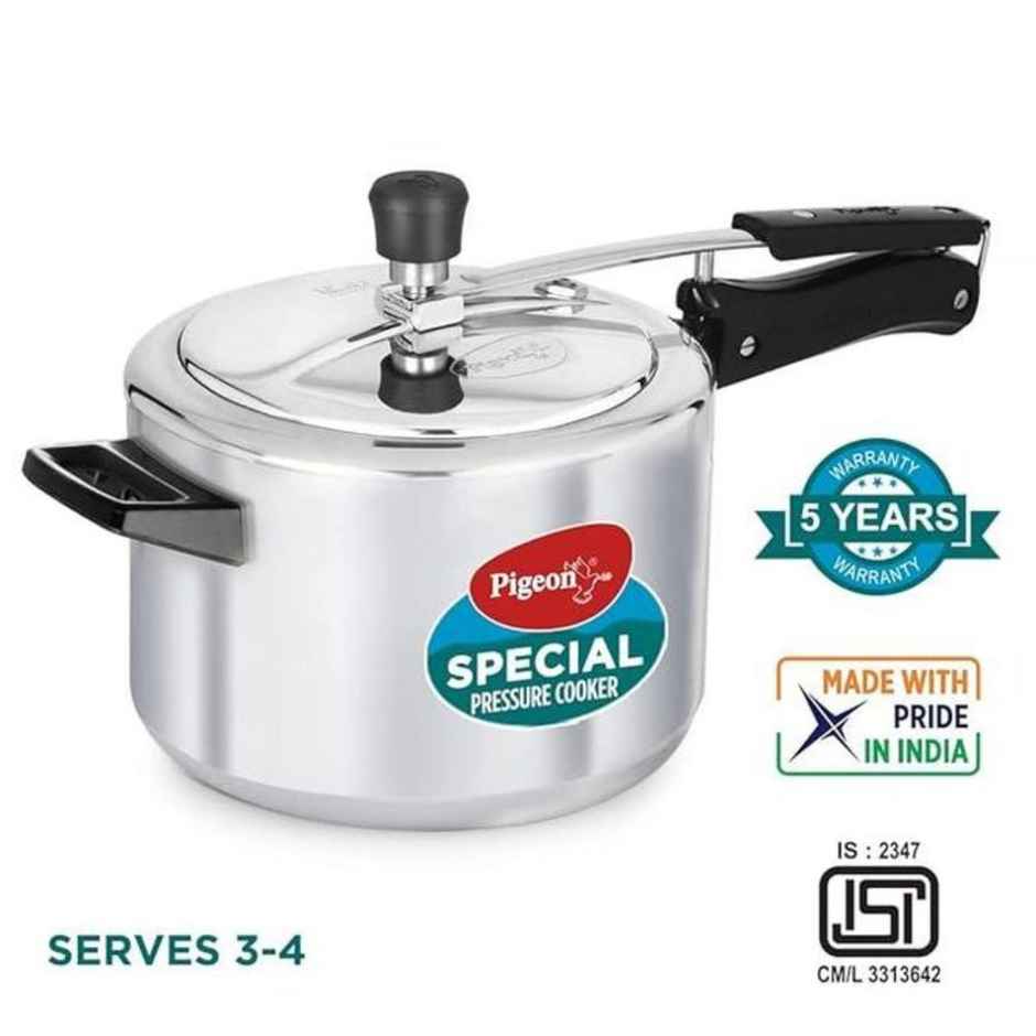 Pigeon 5L Aluminium Induction Base Inner Lid Pressure Cooker