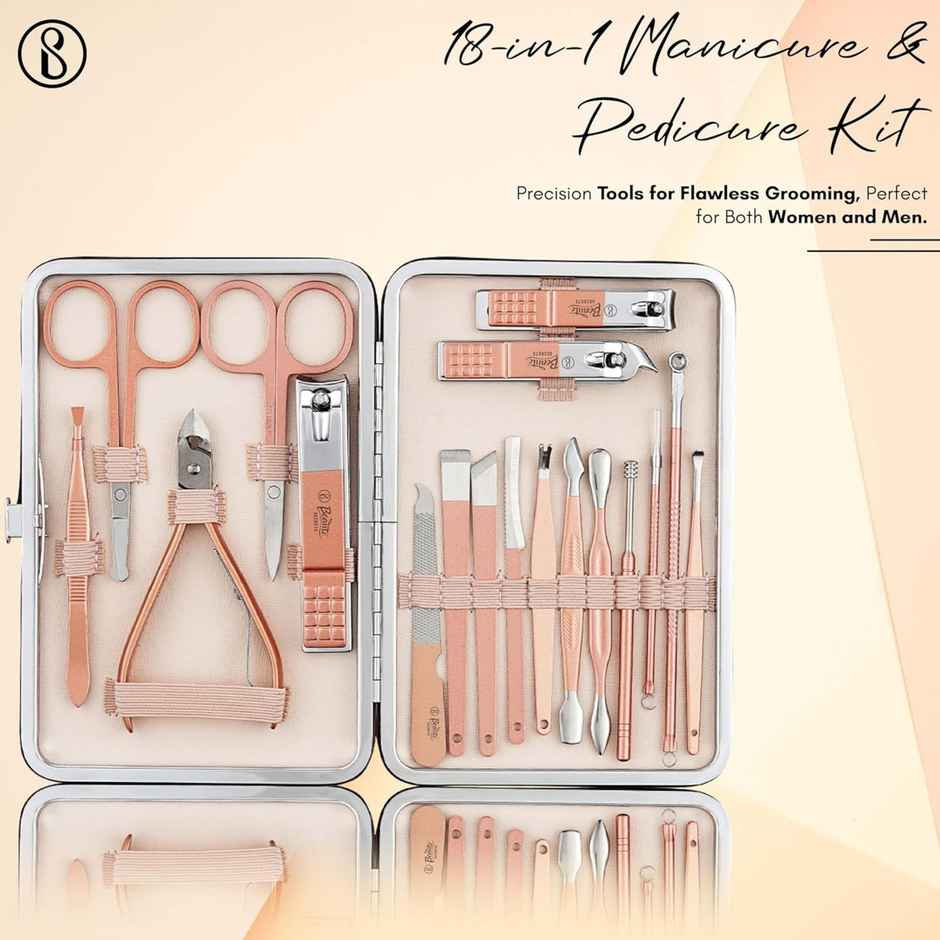Beaute Secrets 18Piece Manicure And Pedicure Kit Nail Foot Care Tools Perfect Gift For Men Women