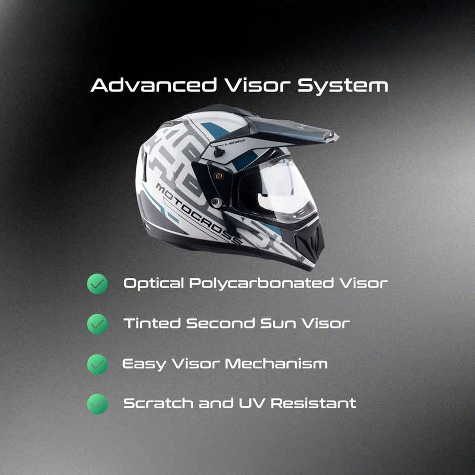 Vega Off-Road Motocross Lightweight Full Face Helmet-White Black - M