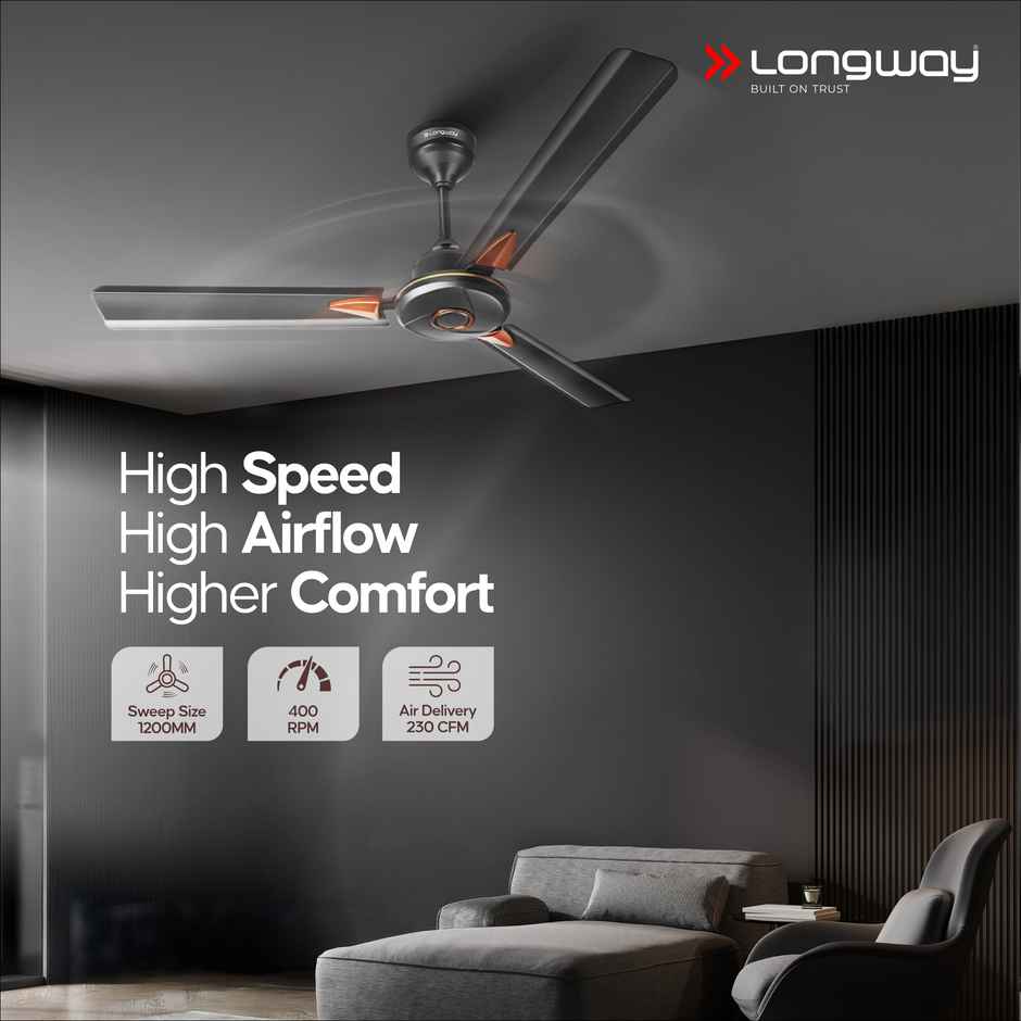 Longway Aero 1200 mm BLDC Ceiling Fan with Remote Control | Smoked Brown