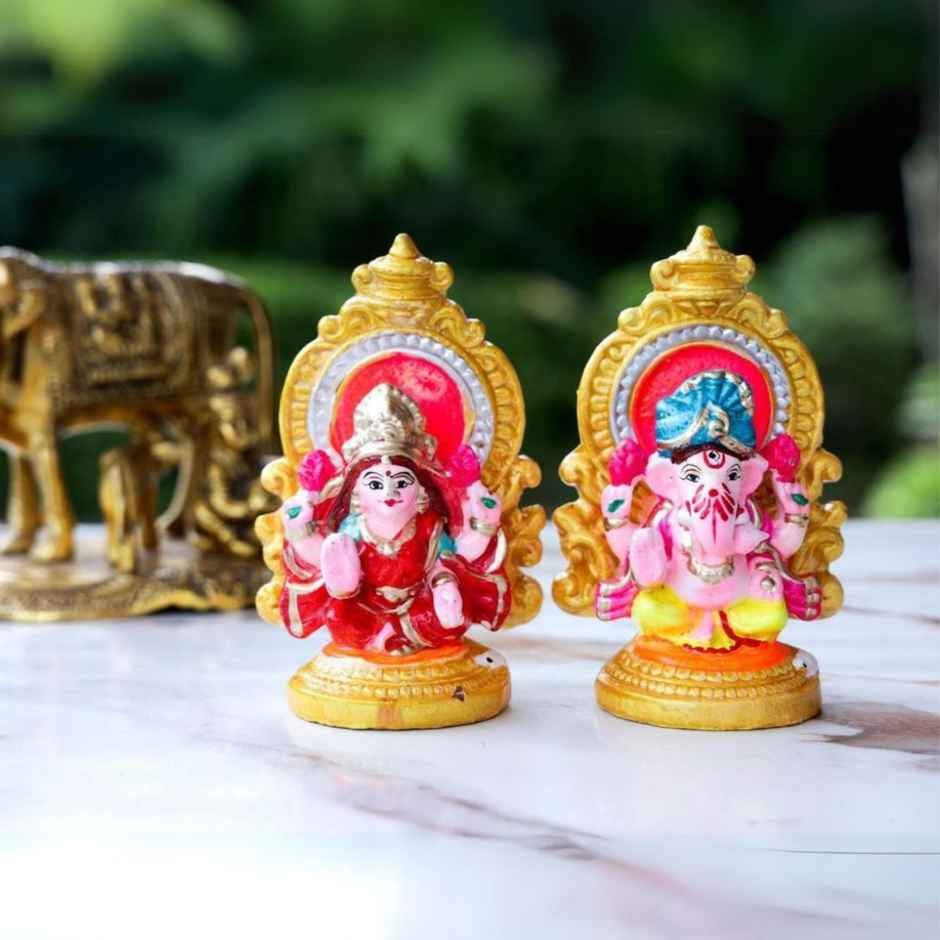 Handcrafted Mitti Laxmi Ganesh Idol | 5.5 Inch | Walton