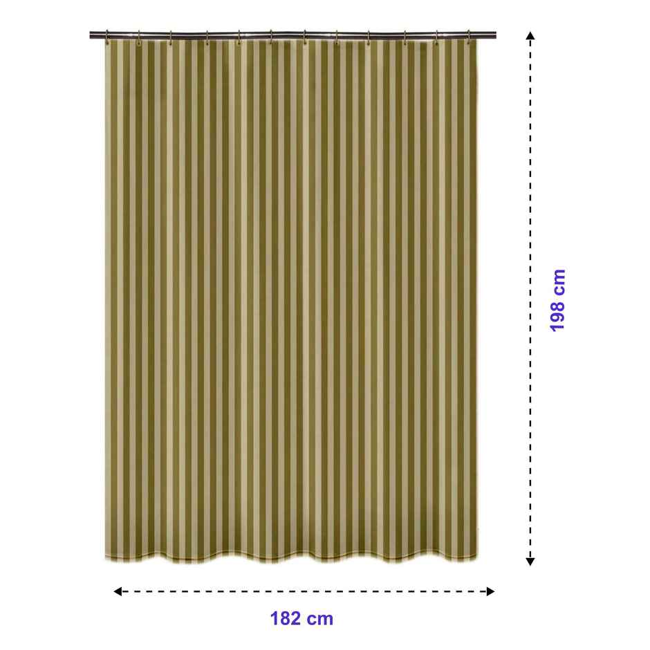 Lushomes Shower Curtain - Striped Green Satin Stripe | 12 Eyelets | Hooks | 6 x 6.5 ft