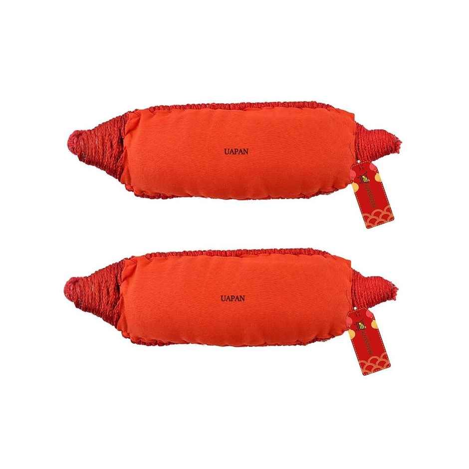 Uapan Brass Ghungroo Pad Red 4 Line Pair, 40+40