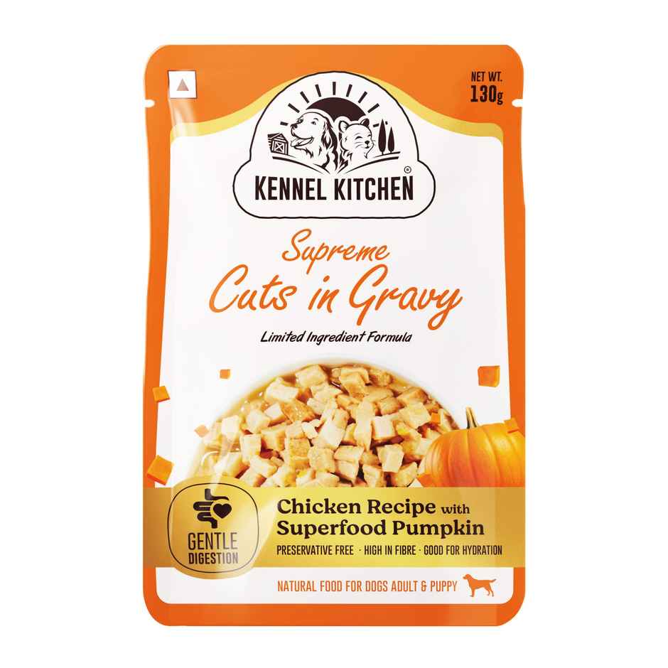 Kennel Kitchen Supreme Cuts in Gravy Chicken Recipe with Pumpkin