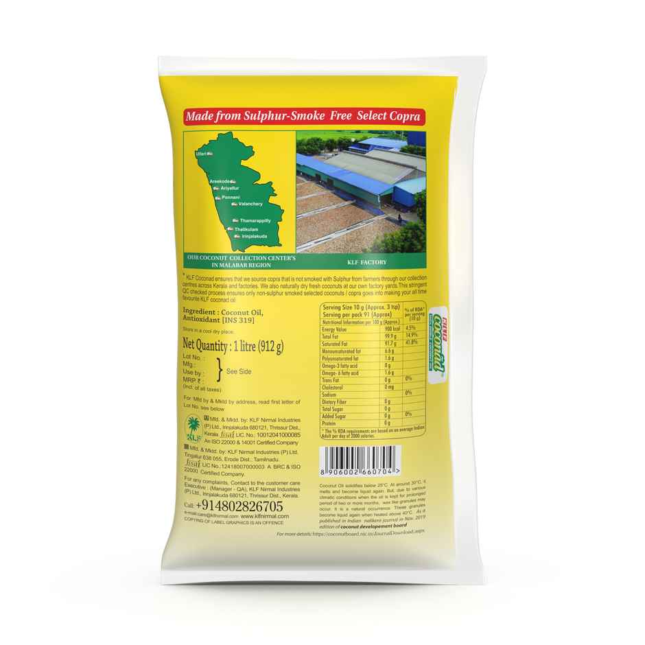 KLF Coconad Pure Coconut Cooking Oil | Pouch