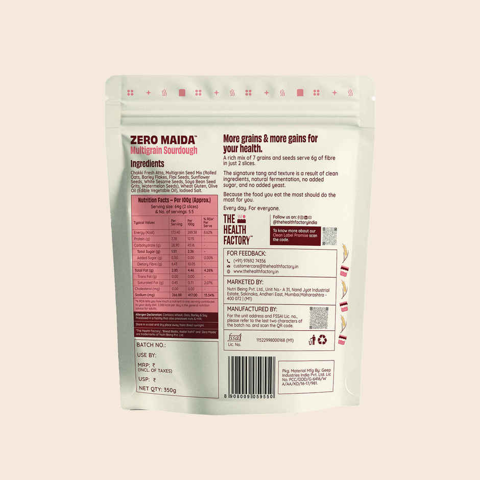 The Health Factory Multigrain Sourdough | Zero Maida | No Added Sugar | No Added Yeast