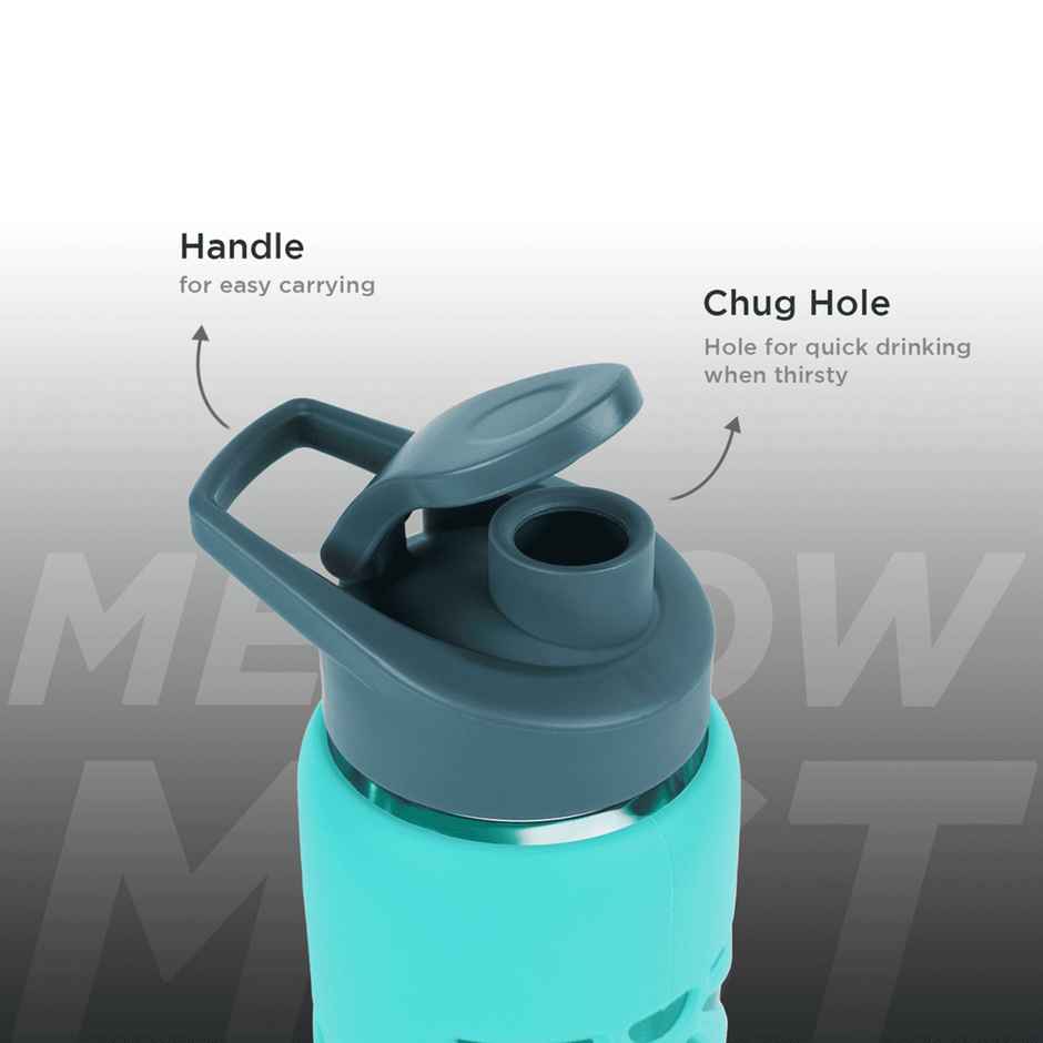 Glasafe Clear Grip Borosilicate Glass Bottle with Protective Silicone Sleeve | Mellow Mist | 750 ml