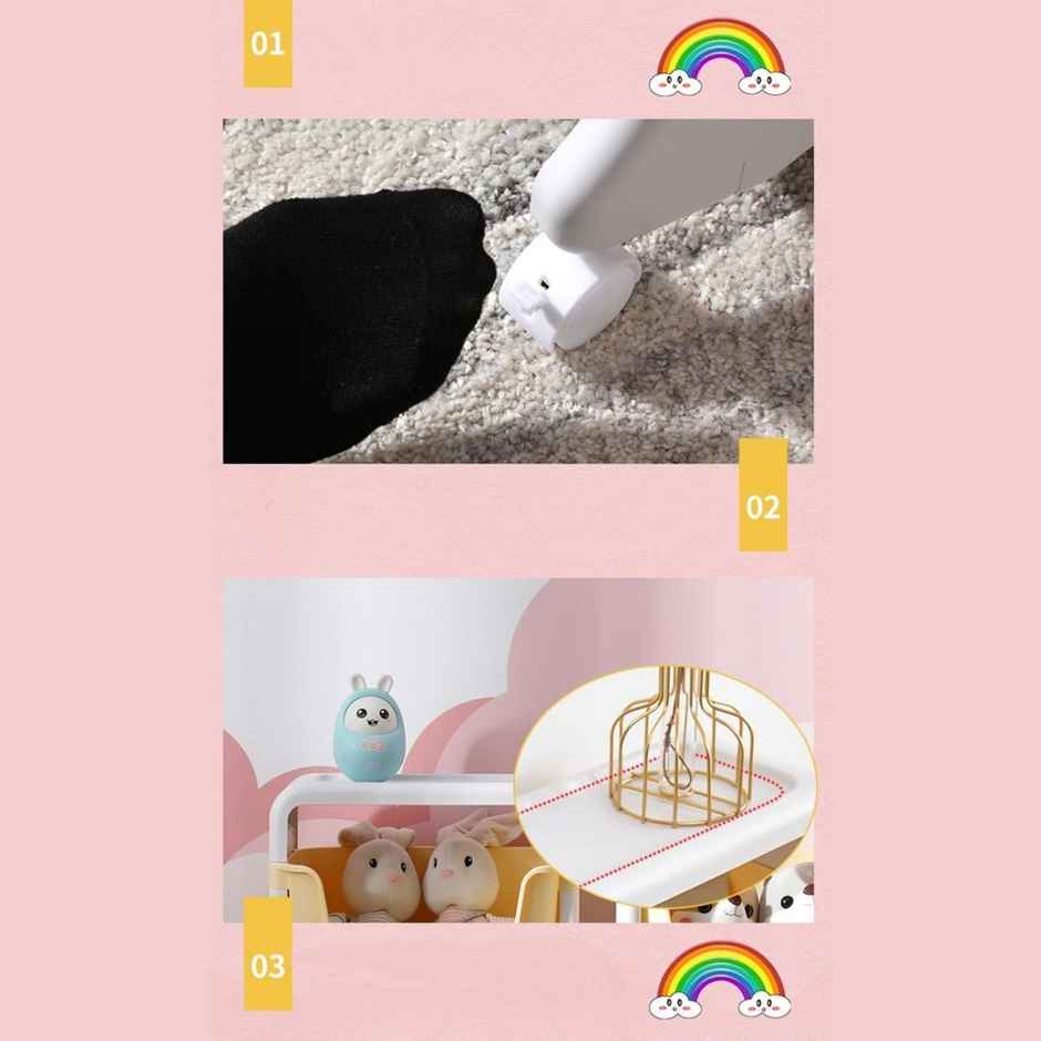 Kuber Industries Polypropylene 3 Layer Smiley Design Children's Storage Rack