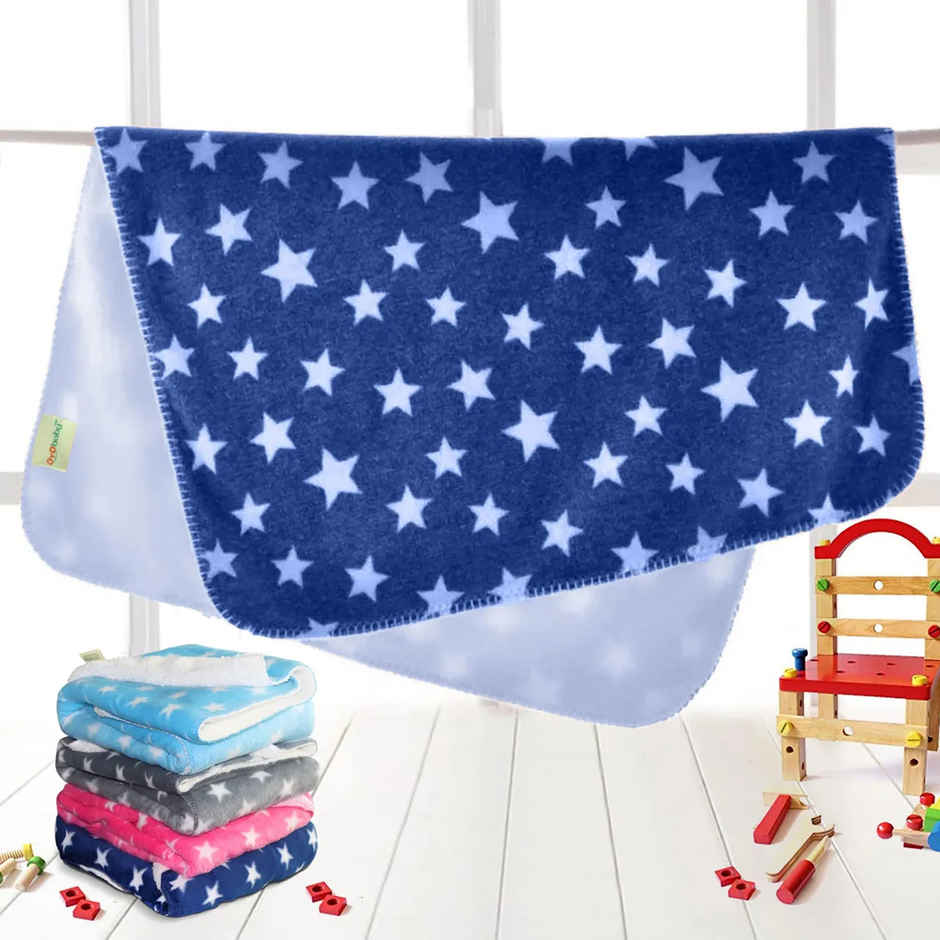 Oyo Baby Blankets Combo For Babies 0-6 Months, , Skin Friendly, Star Dark Blue & Pink