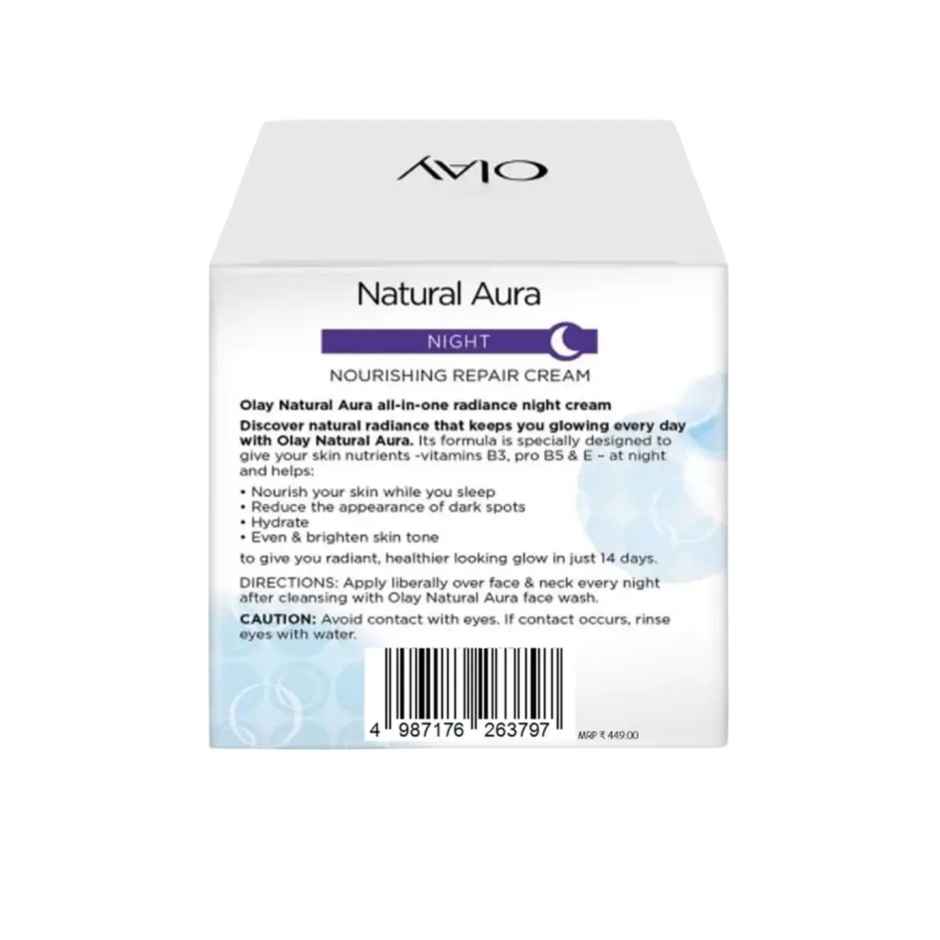 Olay Natural Aura Night Cream With Vitamin B3, Pro B5, E