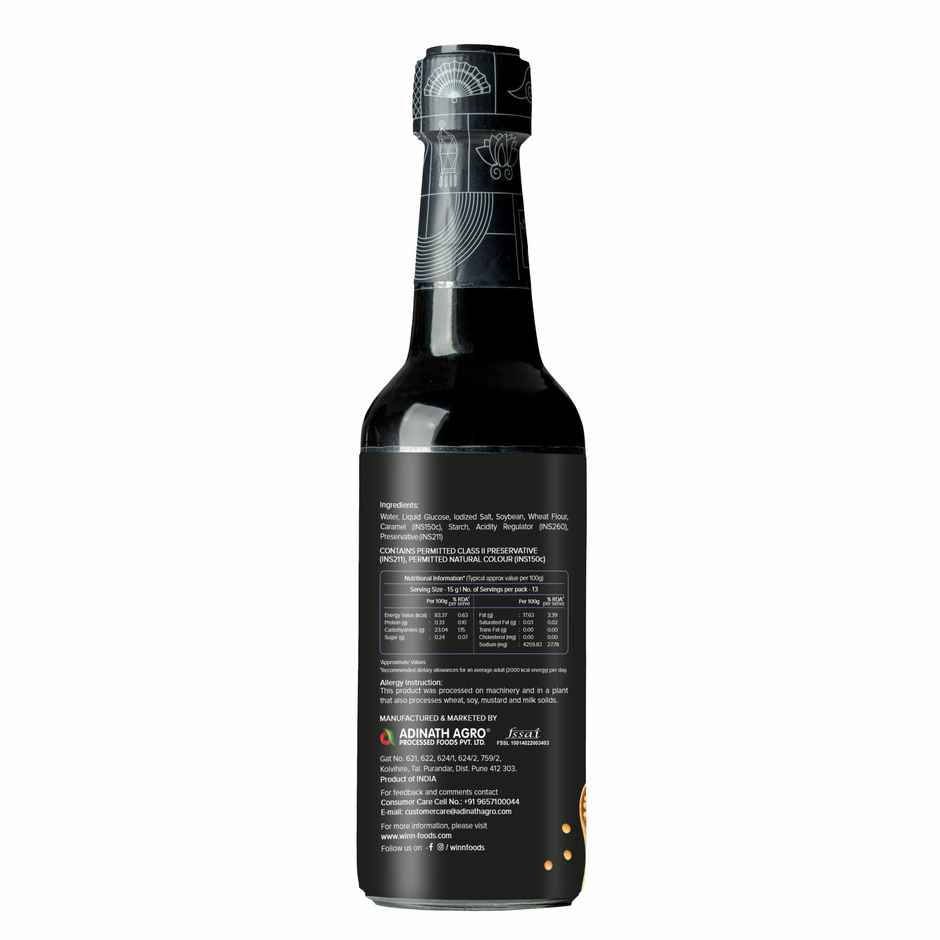 Winn Dark Soya Sauce Glass Bottle | Chinese Sauce | No MSG | No Artificial Colours or Flavours
