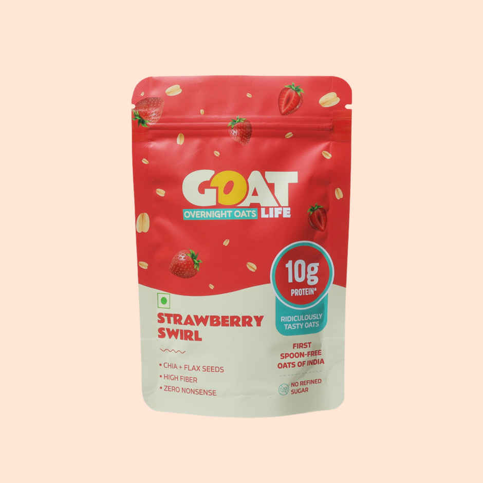 GOAT Life Strawberry Swirl High-Protein Overnight Oats