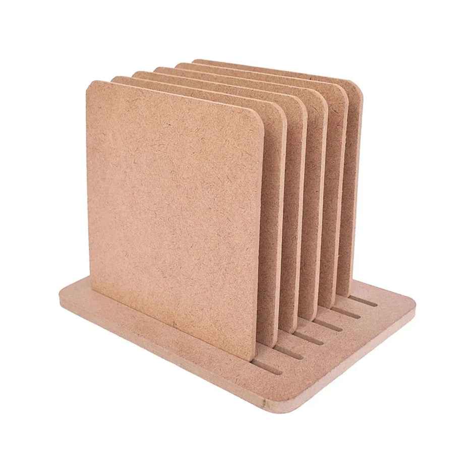 Itsy Bitsy Mdf Coasters With Stand Set of 6 4 x 4 Inch 1.9mm Thick 7 Pc Lb