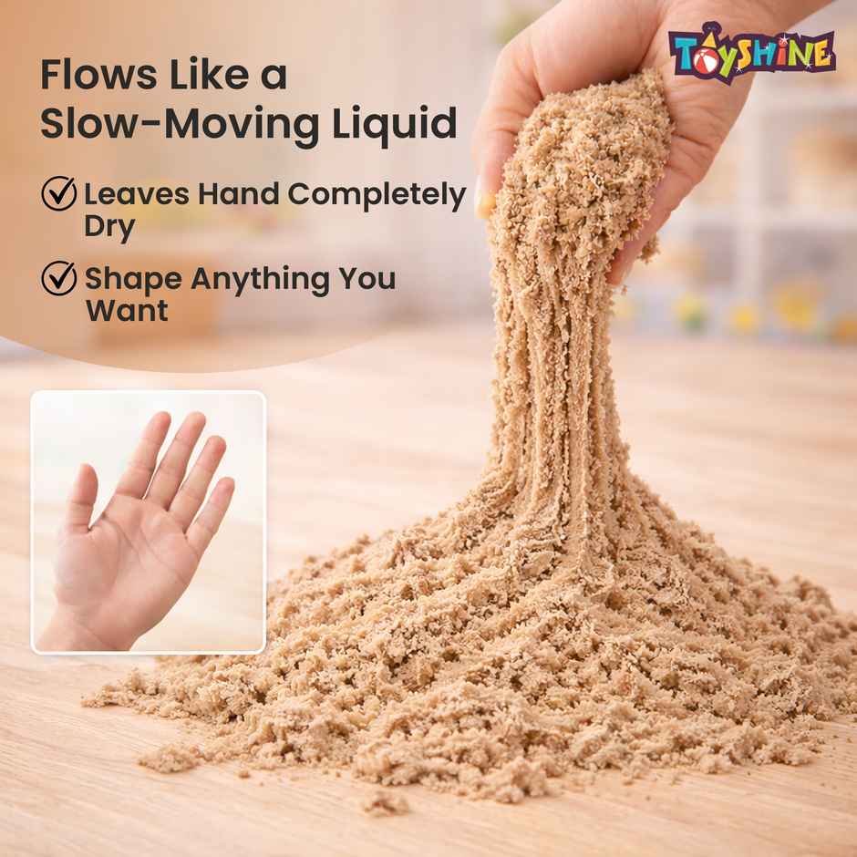 Toyshine 1 Kg Creative Sand For Kids With Free 8 pcs Castle Molds 1 Bonus Mold | Natural Color