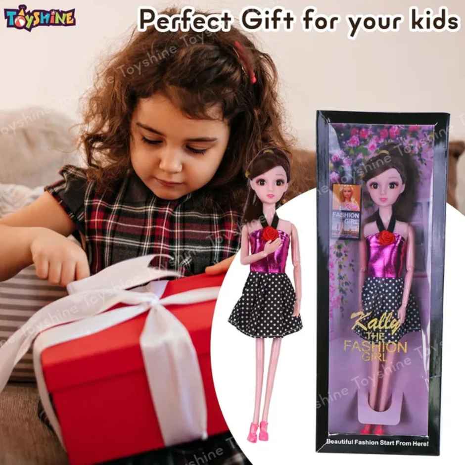 Toyshine Kally Fashion Doll with 3D Eyes | Folding Hands & Glitter Dress | Model D