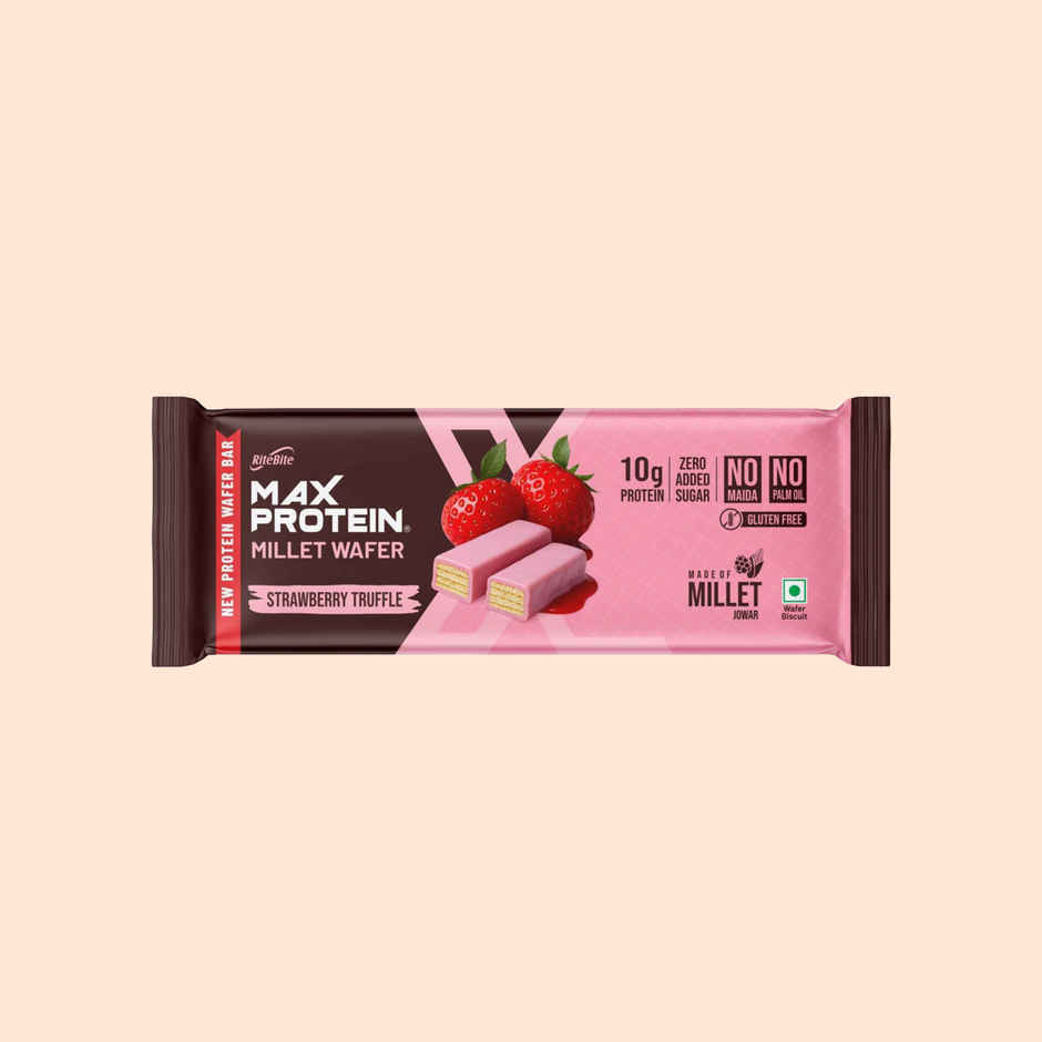 RiteBite Max Protein Strawberry Truffle 10g Protein Millet Wafer Bar