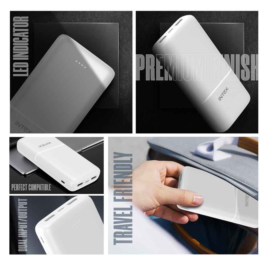 Intex 20000 mAh 12 W Power Bank (Creamy White, Lithium Polymer, Fast Charging for Mobile)