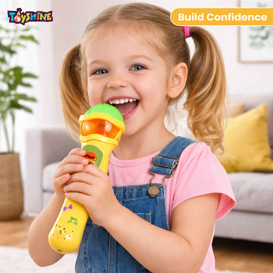 Toyshine Musical Microphone Singing Mic Toy With Lights and Clear Sound | Yellow